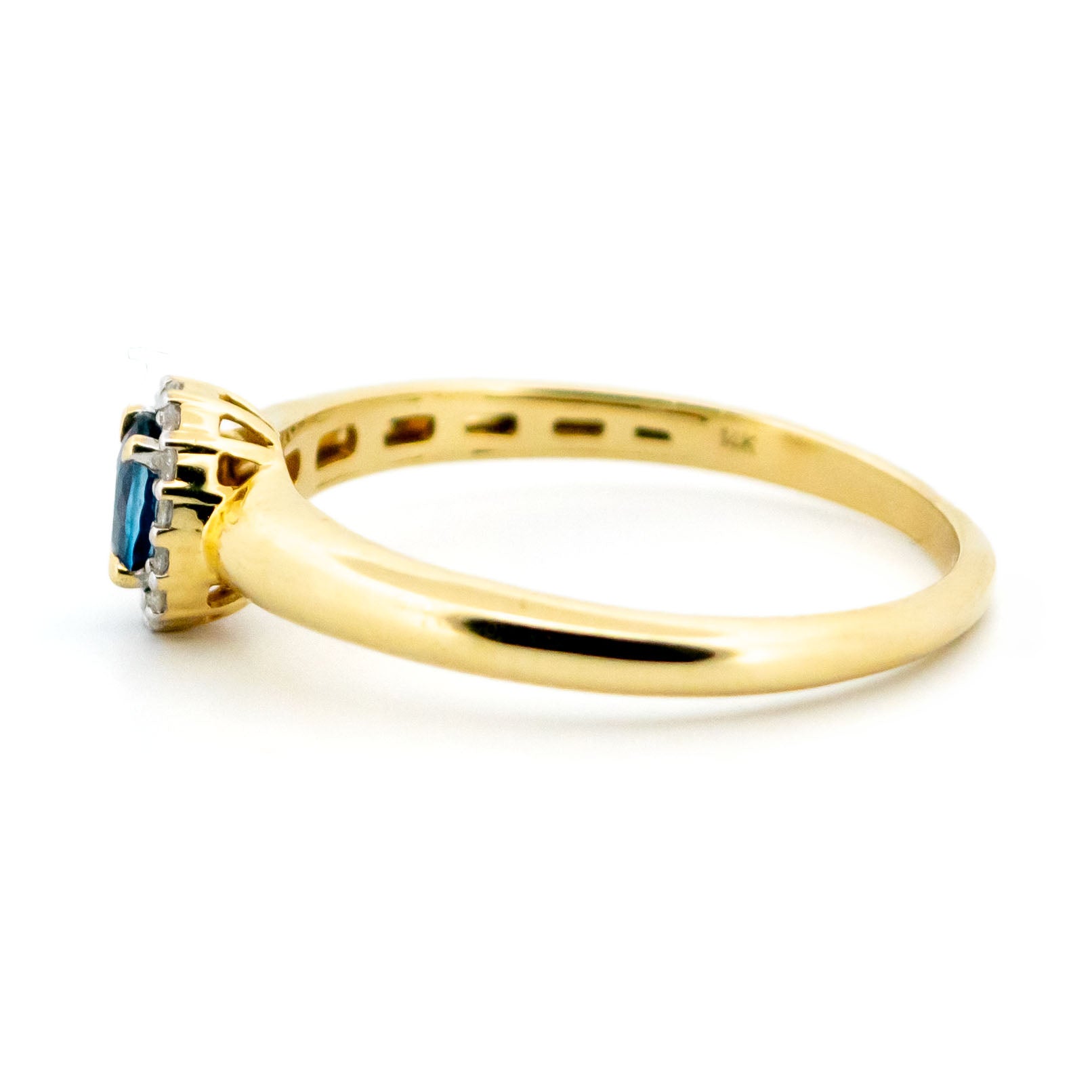 14 Carat Yellow and White Gold Sapphire and Diamond Oval Cluster Ring