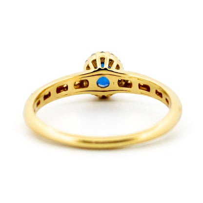 14 Carat Yellow and White Gold Sapphire and Diamond Oval Cluster Ring