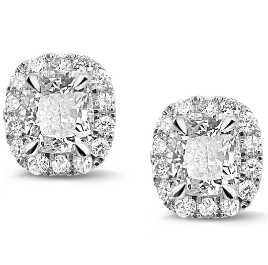 A pair of diamond cluster earrings in white gold