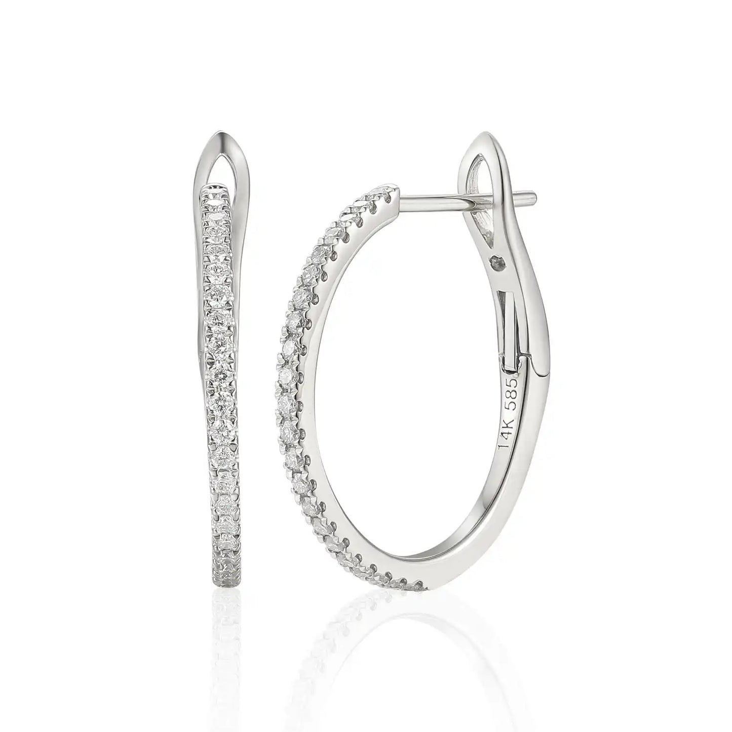 A pair of white gold diamond hoop earrings