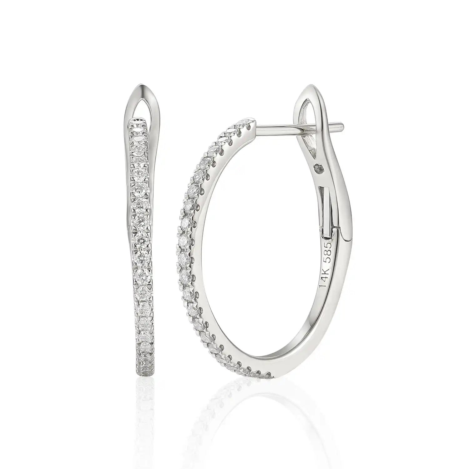 A pair of white gold diamond hoop earrings