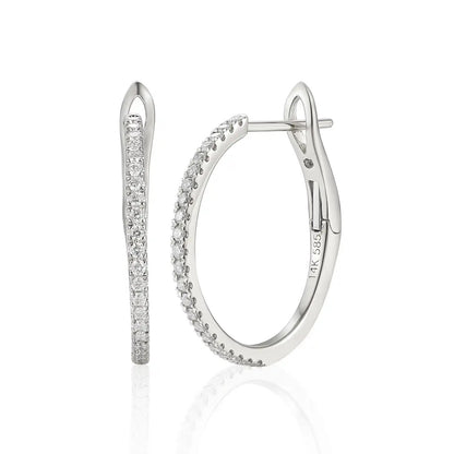 A pair of white gold diamond hoop earrings