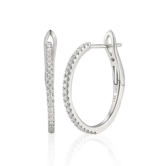 A pair of white gold diamond hoop earrings