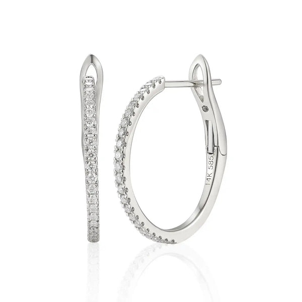 A pair of white gold diamond hoop earrings