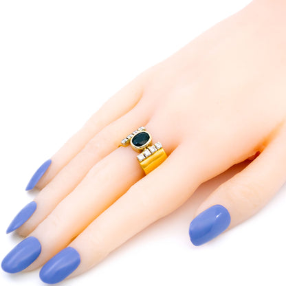 Diamond Sapphire 18k Band Ring 16229-8756