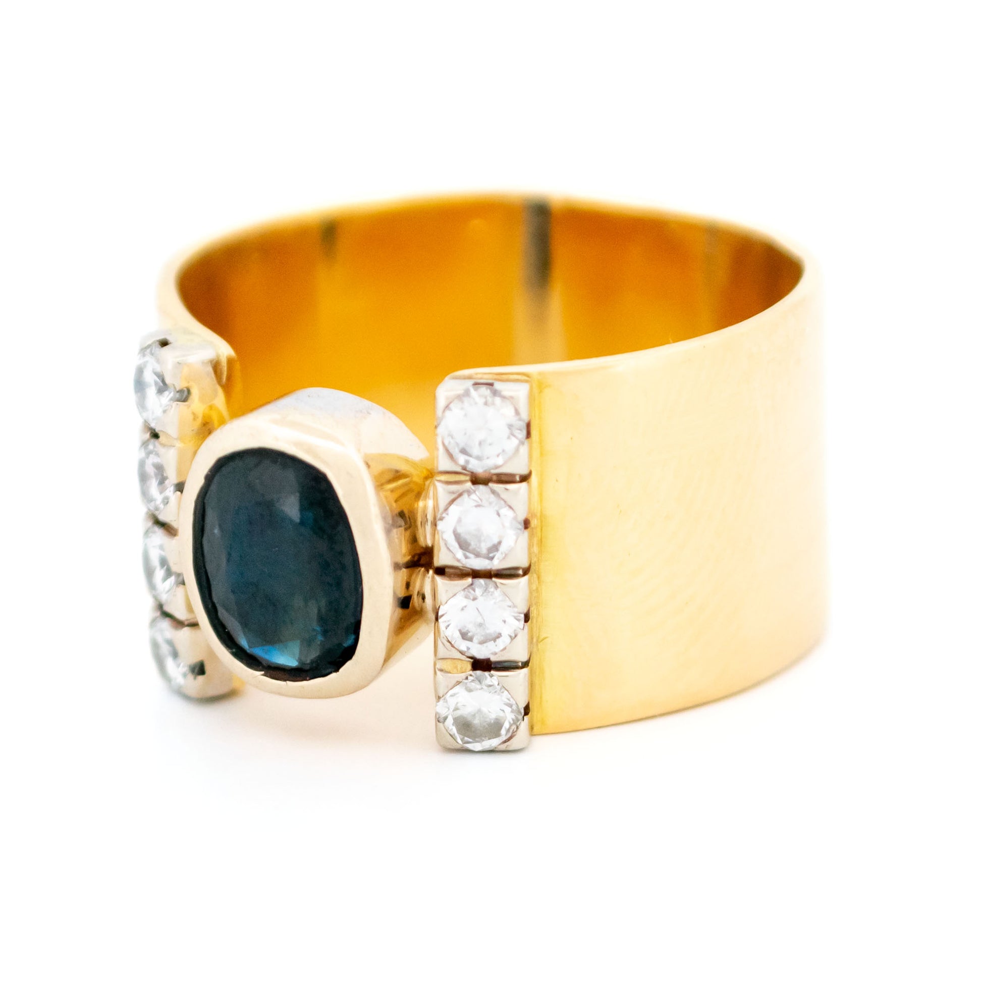 Diamond Sapphire 18k Band Ring 16229-8756