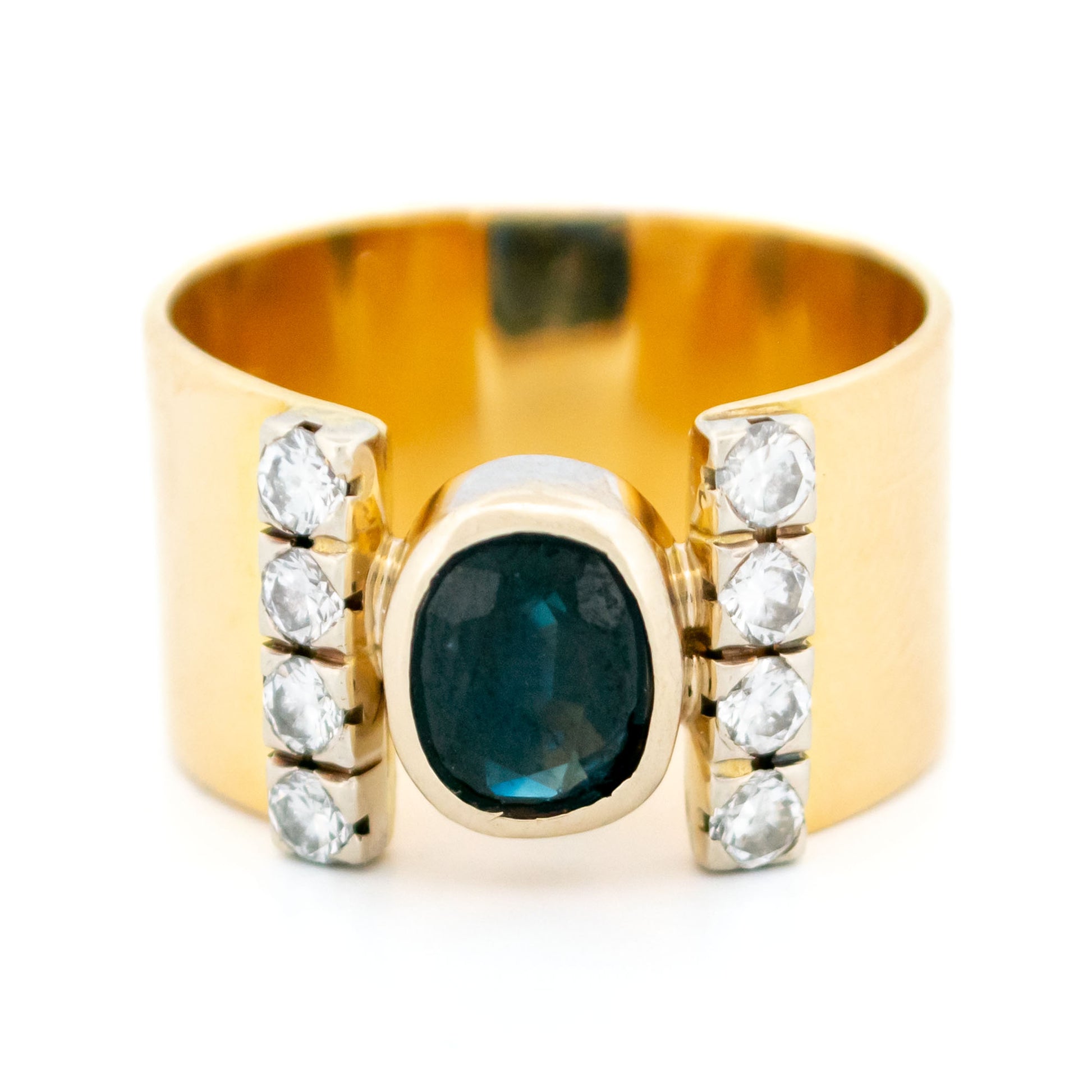 Diamond Sapphire 18k Band Ring 16229-8756