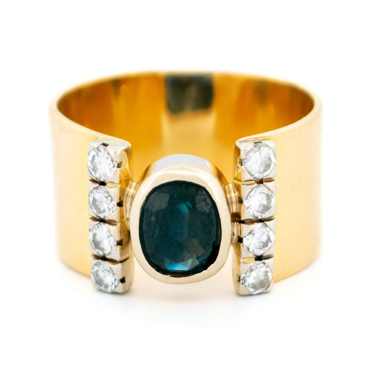 Diamond Sapphire 18k Band Ring 16229-8756