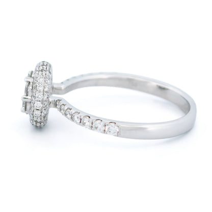 Modern 18 Carat White Gold Diamond Halo Cluster Ring, 0.83 Carat