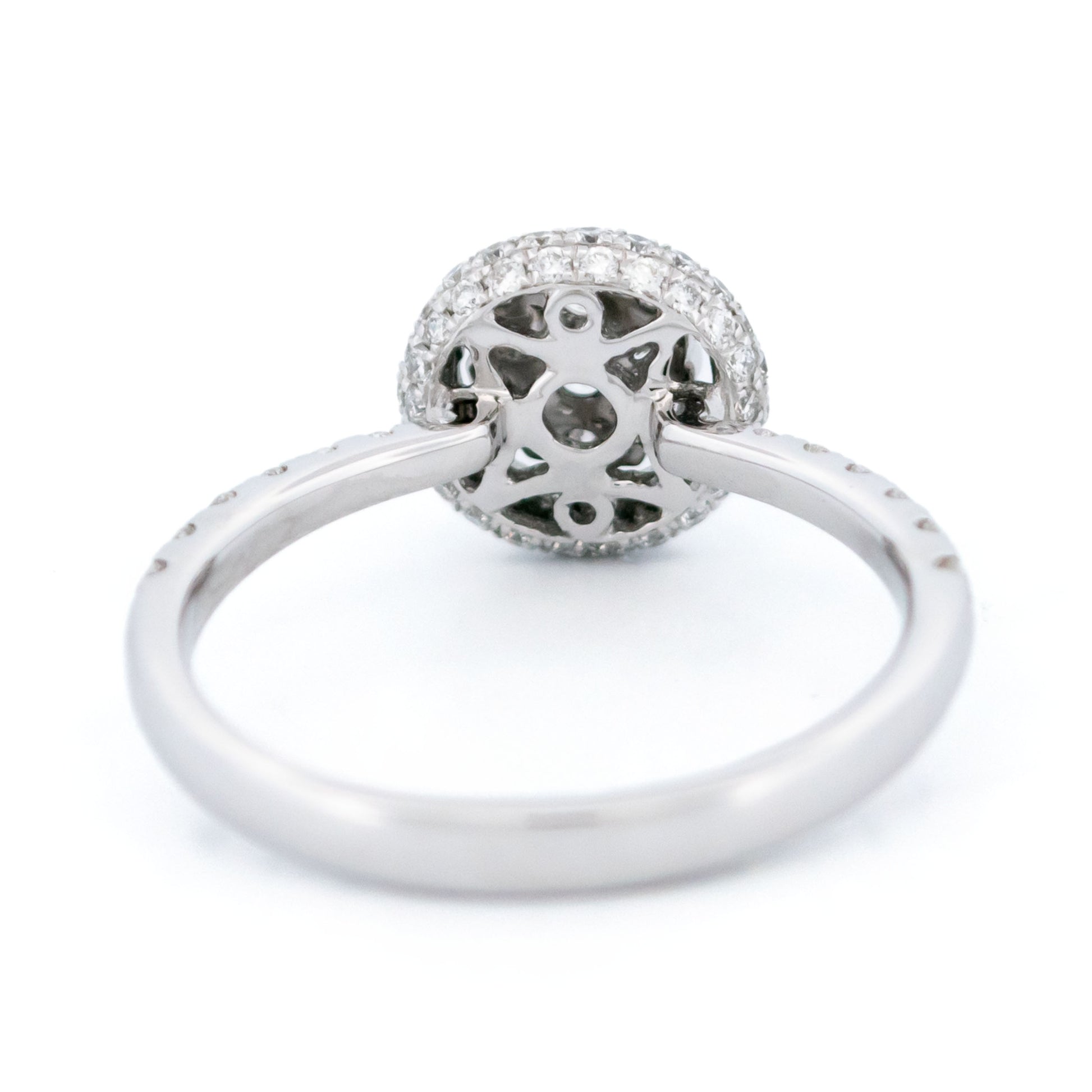 Modern 18 Carat White Gold Diamond Halo Cluster Ring, 0.83 Carat
