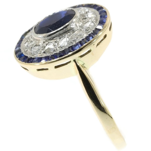 Antique Art Deco Diamond and Sapphire Engagement Ring