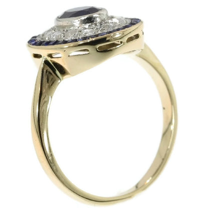 Antique Art Deco Diamond and Sapphire Engagement Ring