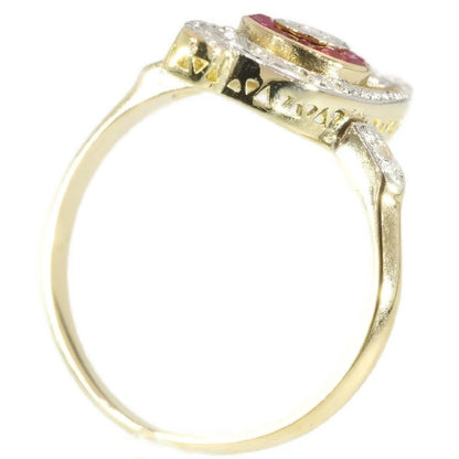 Antique French Belle Epoque Diamond and Ruby Ring