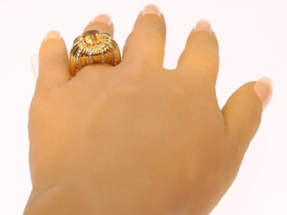 Vintage 6.56ct Certified Natural Yellow Sapphire and Diamond Gold Cocktail Ring