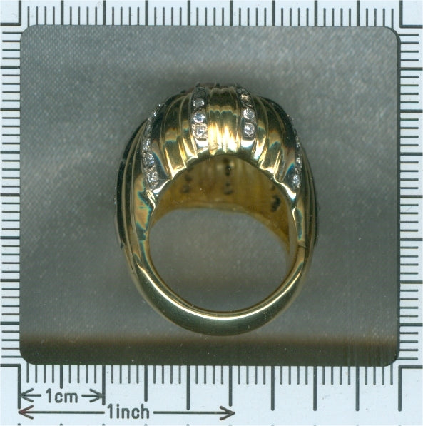 Vintage 6.56ct Certified Natural Yellow Sapphire and Diamond Gold Cocktail Ring