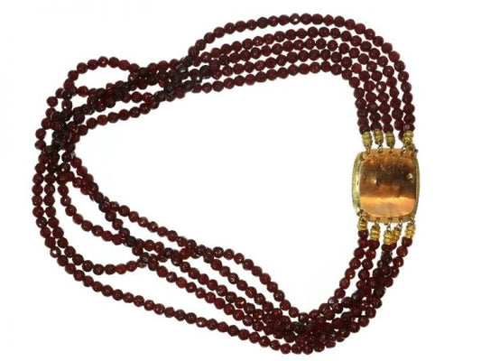 Antique Victorian Gold Filigree Garnet Necklace