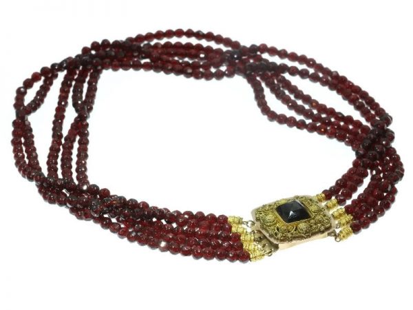 Antique Victorian Gold Filigree Garnet Necklace