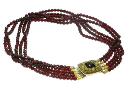 Antique Victorian Gold Filigree Garnet Necklace