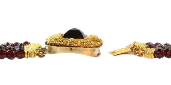 Antique Victorian Gold Filigree Garnet Necklace