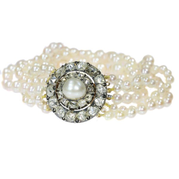 Antique Victorian Five String Pearl Bracelet