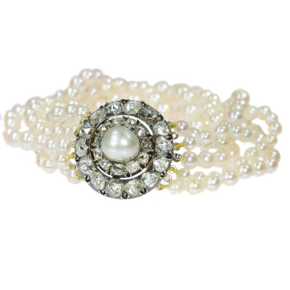 Antique Victorian Five String Pearl Bracelet