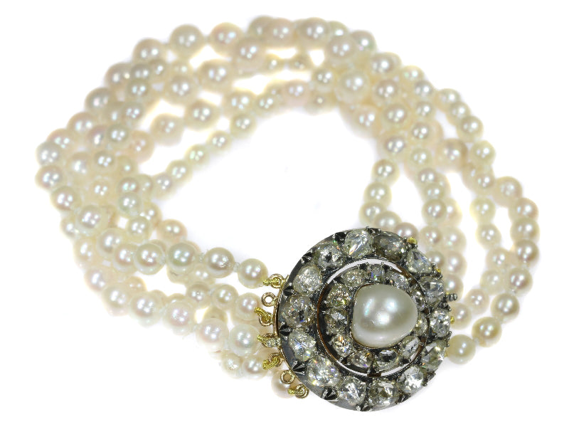 Antique Victorian Five String Pearl Bracelet