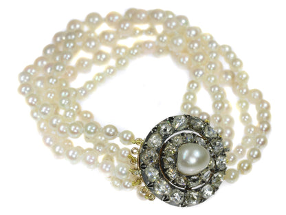 Antique Victorian Five String Pearl Bracelet