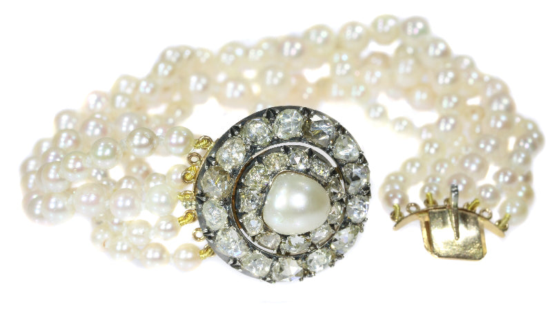 Antique Victorian Five String Pearl Bracelet