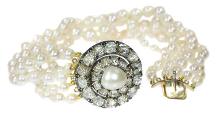 Antique Victorian Five String Pearl Bracelet