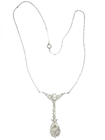 Antique Belle Epoque Diamond Pendant, White Gold