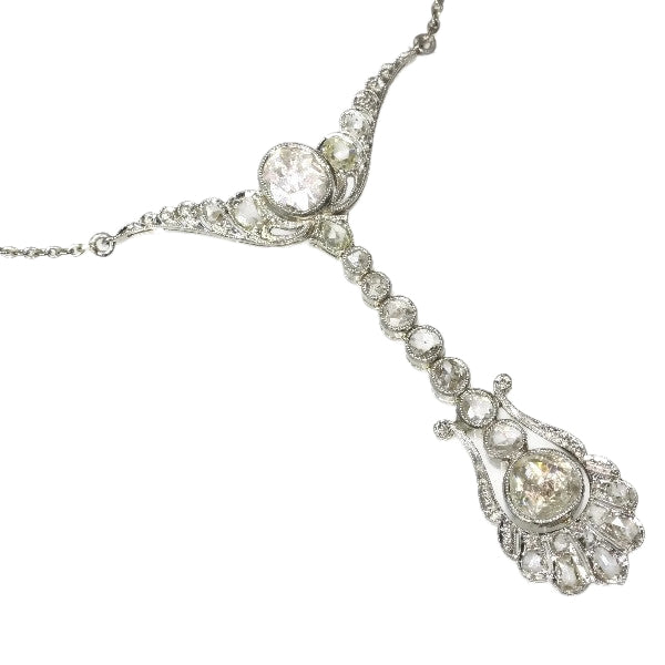 Antique Belle Epoque Diamond Pendant, White Gold