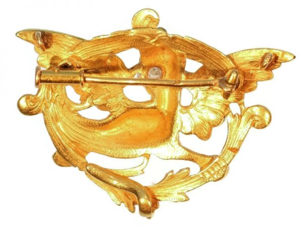 Victorian / Art Nouveau Old Cut Diamond ‘Griffin’ Brooch, 18ct Yellow Gold