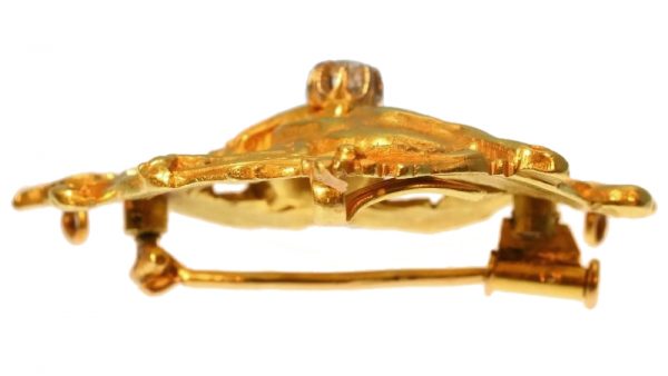 Victorian / Art Nouveau Old Cut Diamond ‘Griffin’ Brooch, 18ct Yellow Gold