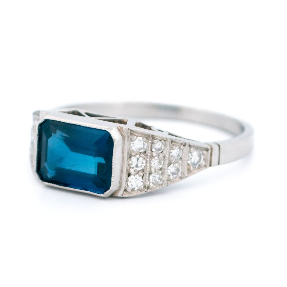 Vintage 1.94 Carat Sapphire And Diamond Ring In Platinum