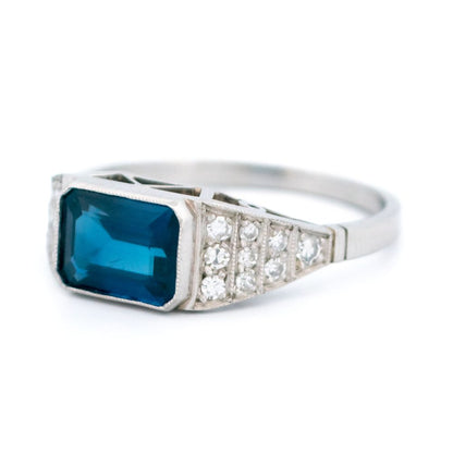 Vintage 1.94 Carat Sapphire And Diamond Ring In Platinum
