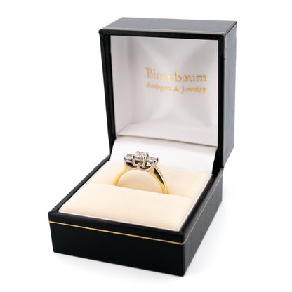 Vintage 14 Carat Yellow Gold and Platinum Diamond Trilogy Ring, 0.80 Carat