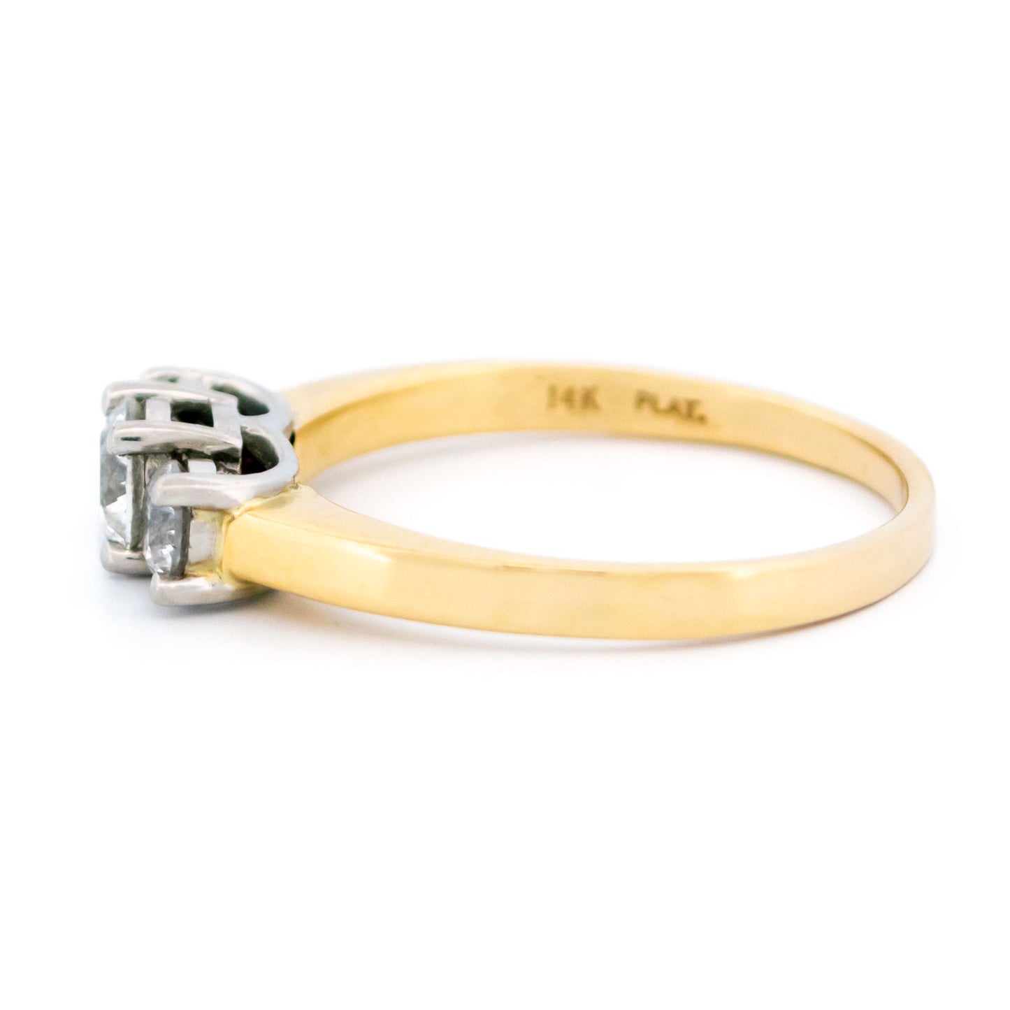 Vintage 14 Carat Yellow Gold and Platinum Diamond Trilogy Ring, 0.80 Carat