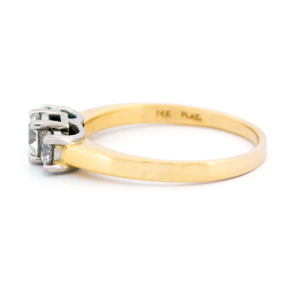 Vintage 14 Carat Yellow Gold and Platinum Diamond Trilogy Ring, 0.80 Carat