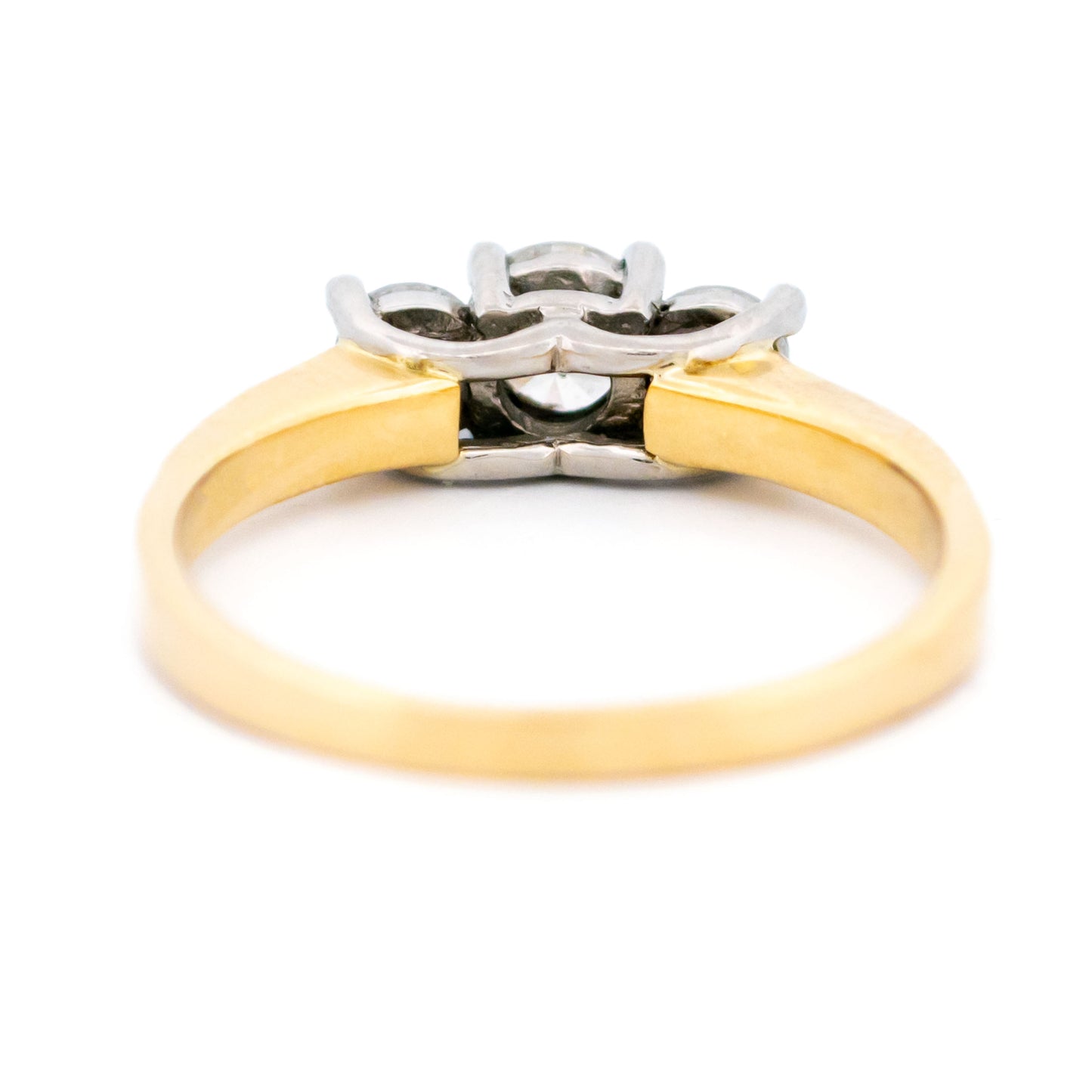 Vintage 14 Carat Yellow Gold and Platinum Diamond Trilogy Ring, 0.80 Carat