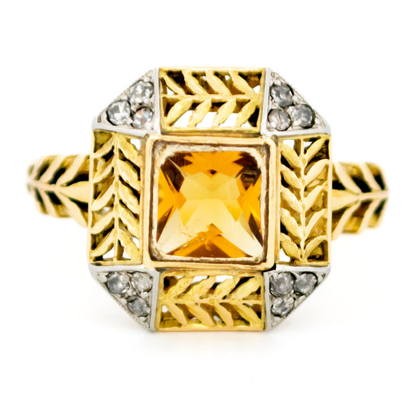 Citrine Diamond 18k Ring 16412-8843