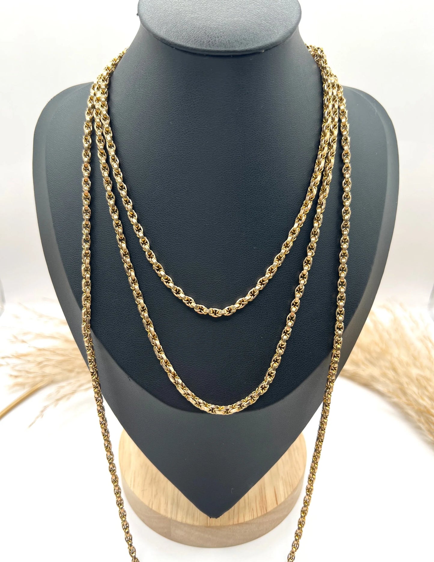 Victorian Antique 9ct Gold Fancy Rolo Link Long Guard Chain