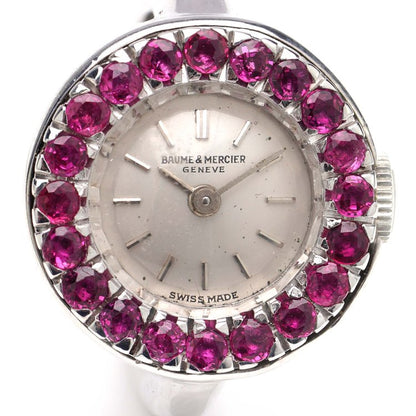 Vintage ladies Baume and Mercier Platinum Watch Ring with Rubies