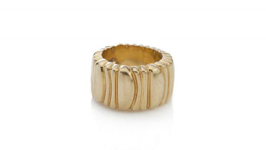 Cartier 18ct Yellow Gold Band Ring; with textured design. Signed and Numbered, Made in France 1992, Comes in original box