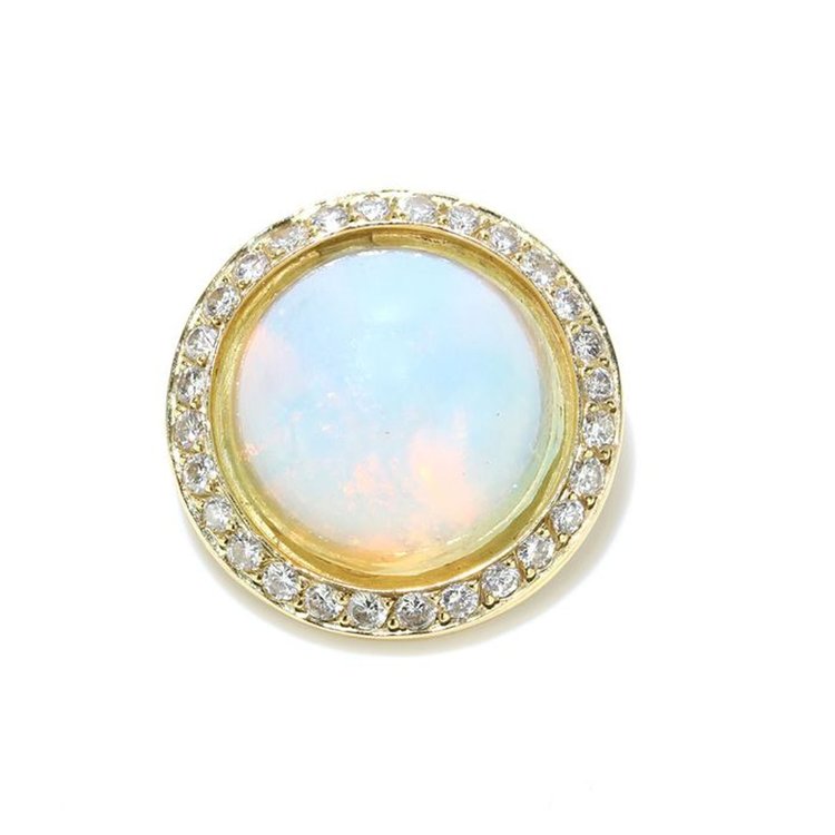 Vintage 1970s Moonstone and Diamond Cluster Pendant by Jack Friedman