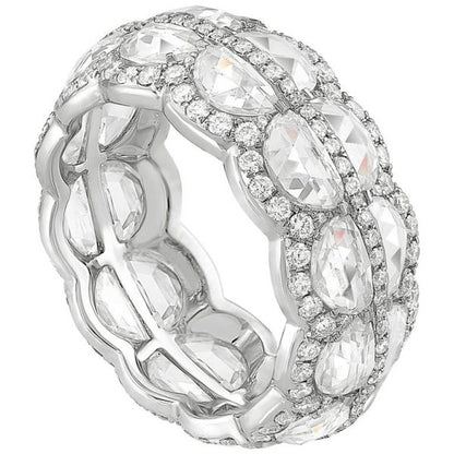 Half-Moon Cut Diamond Full Eternity Ring, 5.75 carats, 18ct White Gold