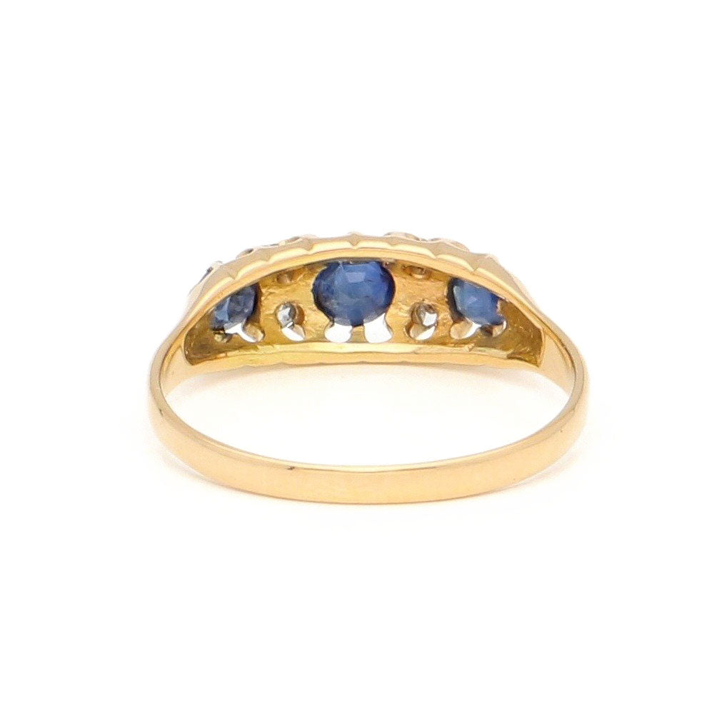 Diamond Sapphire 18k Row Ring 16514-8860