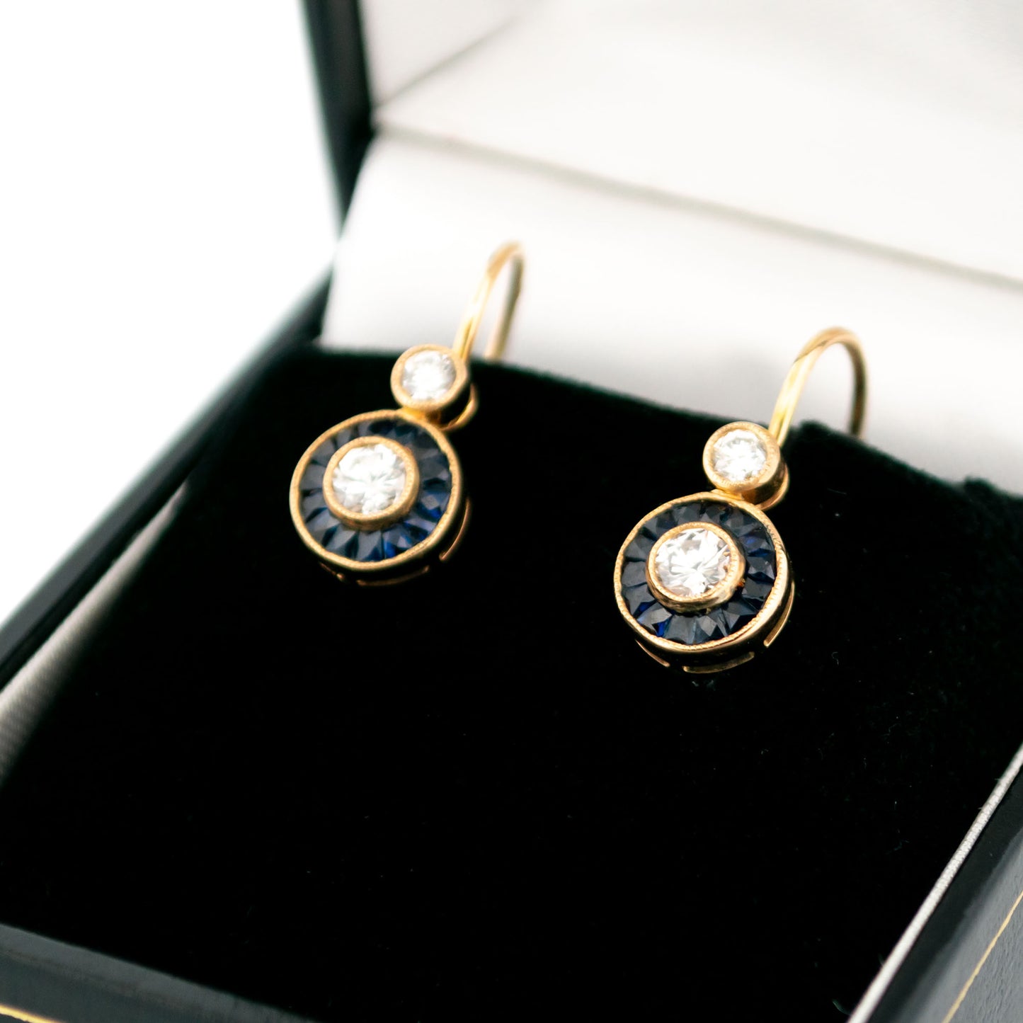 Vintage Diamond Sapphire Yellow Gold Target Earrings 16563-5220