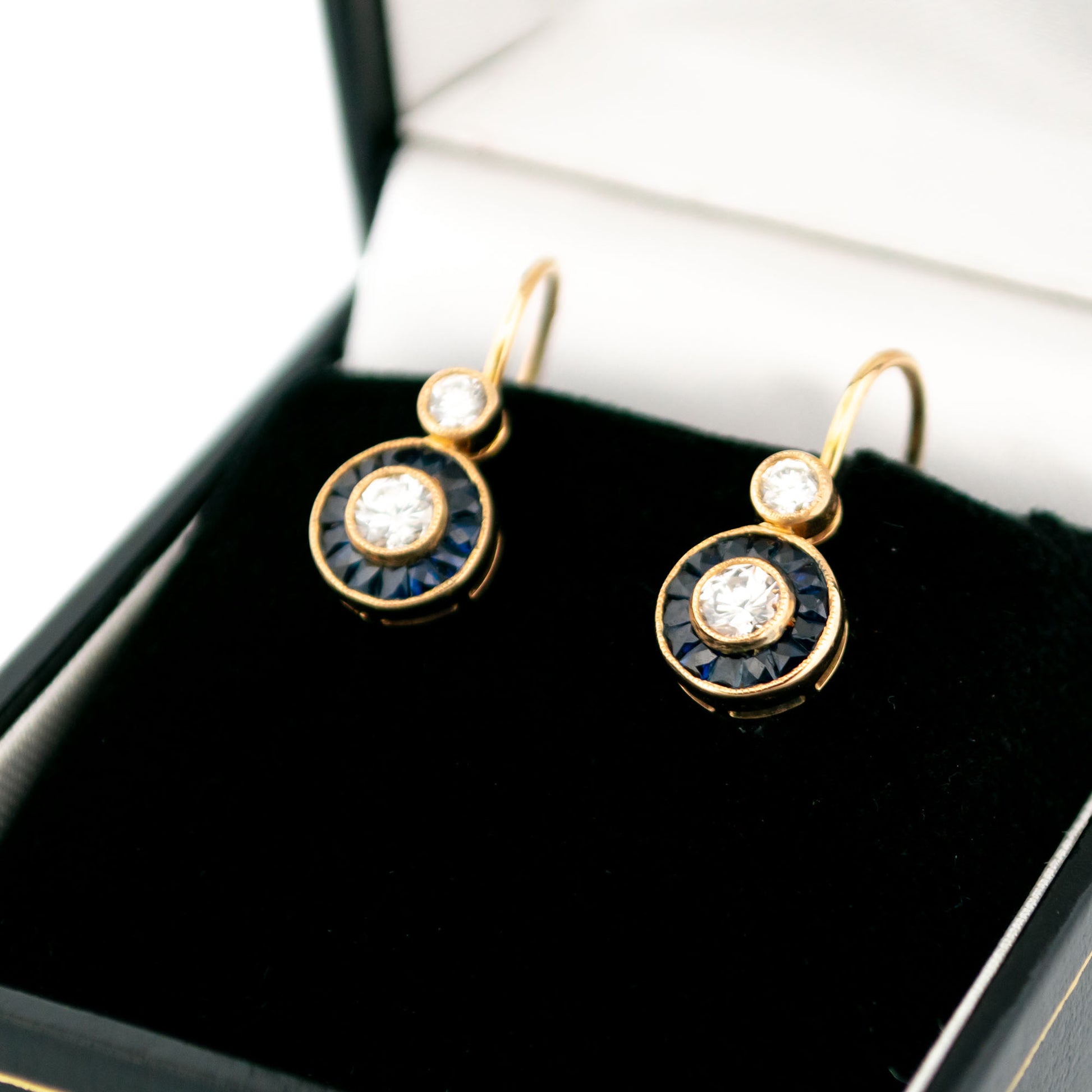 Vintage Diamond Sapphire Yellow Gold Target Earrings 16563-5220