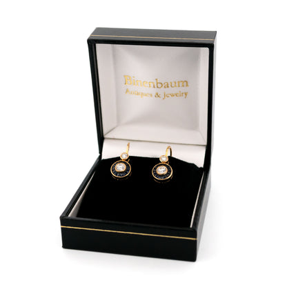Vintage Diamond Sapphire Yellow Gold Target Earrings 16563-5220