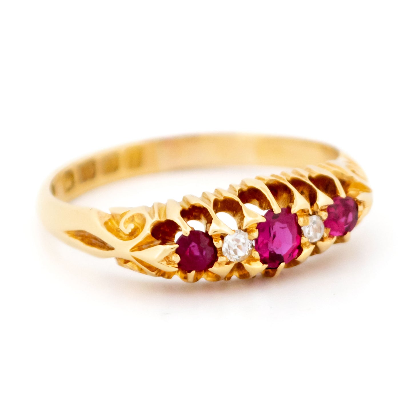 Diamond Ruby 18k Antique Row Ring 16579-8890